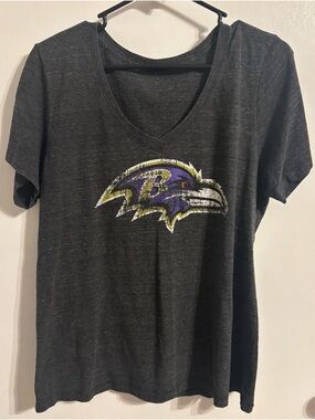 Baltimore Ravens Women's Dark Gray V-Neck Tee